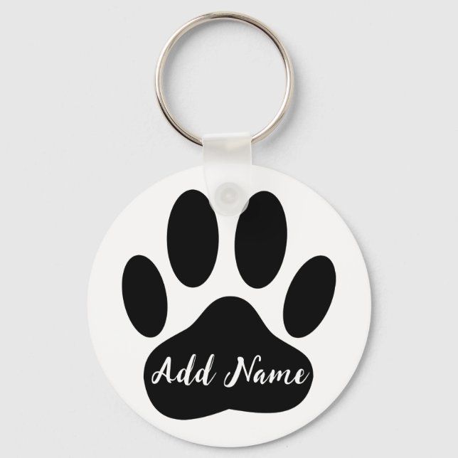 Porte-clés Nom personnalisé Empreinte de patte de chien (Recto)