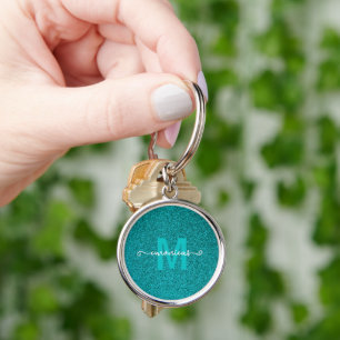 Porte-clés Nom personnalisé en glitter bleu personnalisé