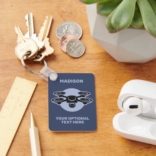 Porte-clés Nom personnalisé et drone de texte (Bureau)