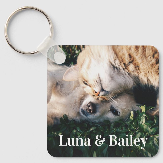 Porte-clés Nom personnalisé et photo pour animaux de compagni (Recto)