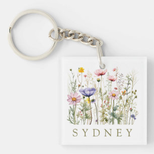 Porte-clés Nom personnalisé fleur sauvage