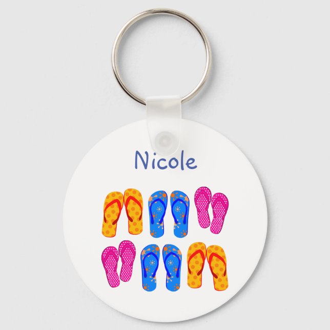 Porte-clés Nom personnalisé Flip Flops Sandal Summer Fun (Recto)
