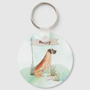 Porte-clés Nom personnalisé Great Dane Pet Chien