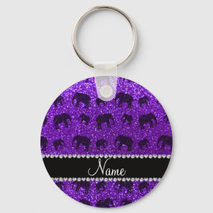 Porte-clés Nom personnalisé indigo parties scintillant viole