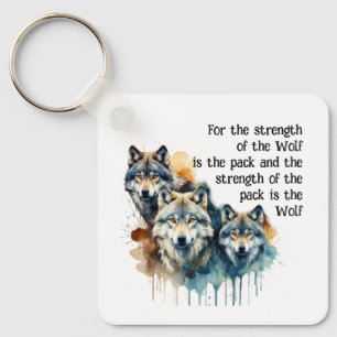 Porte-clés Nom Personnalisé Inspirational Wolf Citation Force