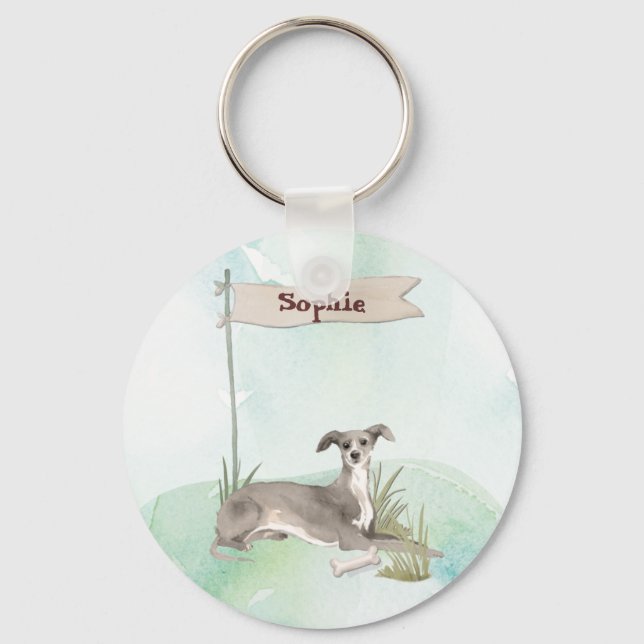 Porte-clés Nom personnalisé Italien Greyhound Animal Chien (Recto)