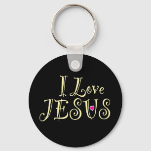 Porte-clés Nom personnalisé 'J'aime Jésus' Citation chrétienn