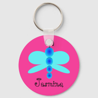 Porte-clés Nom personnalisé Joli Papillon bleu