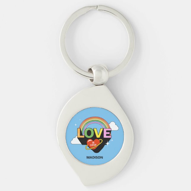 Porte-clés Nom personnalisé "L'amour est amour" (Devant)