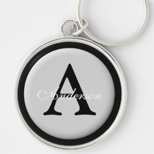 Porte-clés Nom personnalisé Monogramme Bouton métallique arge