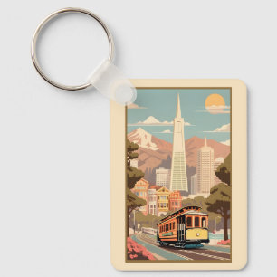 Porte-clés Nom personnalisé & Numéro Rétro San Francisco