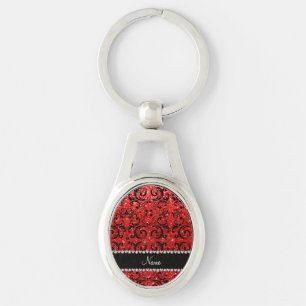 Porte-clés Nom personnalisé parties scintillant rouge néon 