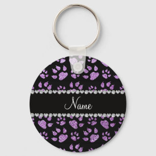 Porte-clés Nom personnalisé parties scintillant violet clair