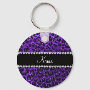 Porte-clés Nom personnalisé parties scintillant violet indigo
