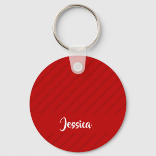 Porte-clés Nom personnalisé rouge diagonale plastique texturé
