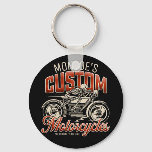 Porte-clés Nom personnalisé Skeleton Motorcycle Boutique