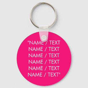 Porte-clés Nom personnalisé texte rose chaud fuchsia minimal
