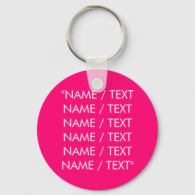 Porte-clés Nom personnalisé texte rose chaud fuchsia minimali (Recto)