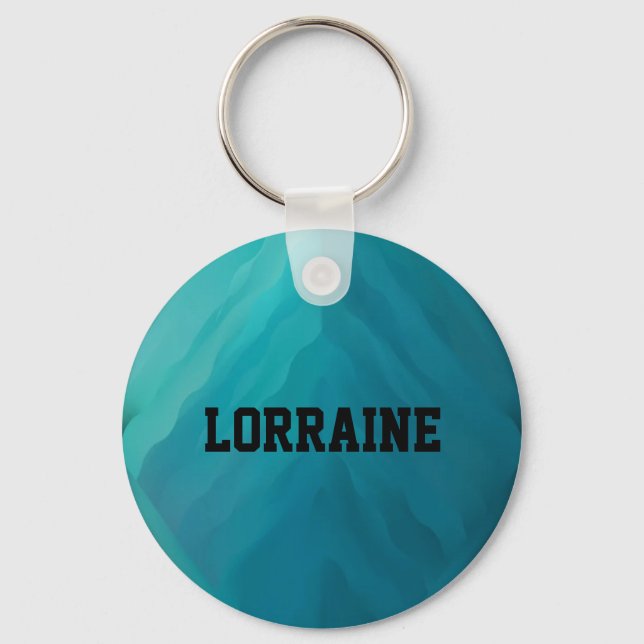 Porte-clés Nom personnalisé texture turquoise en verre (Recto)