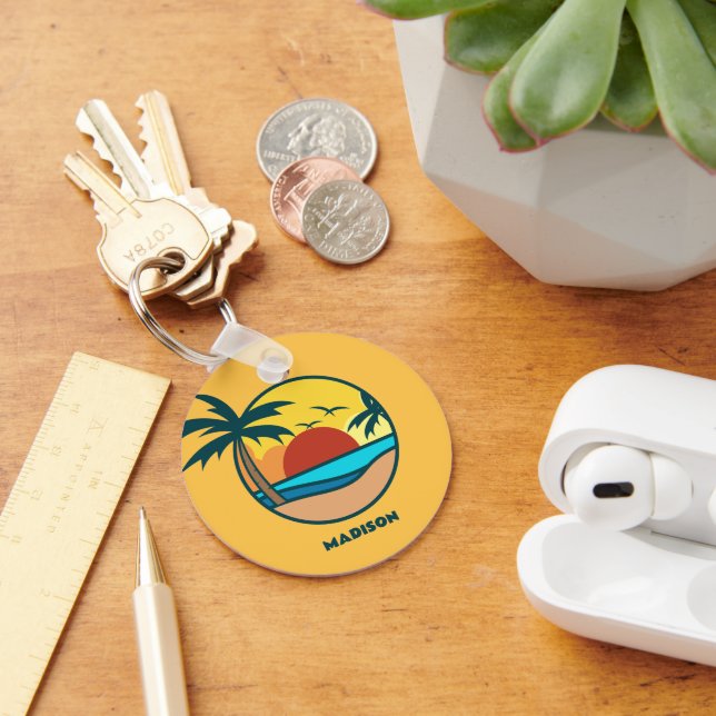 Porte-clés Nom personnalisé Tropical Beach Sunset (Bureau)