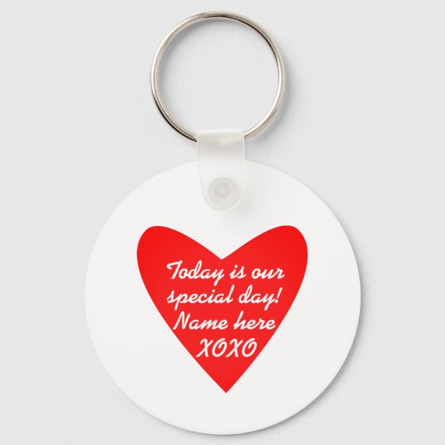 Porte-clés Nom personnalisé Valentine's Day XO (Recto)