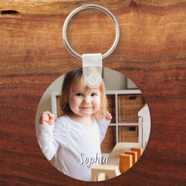 Porte-clés Nom photo et script de votre enfant (Recto)