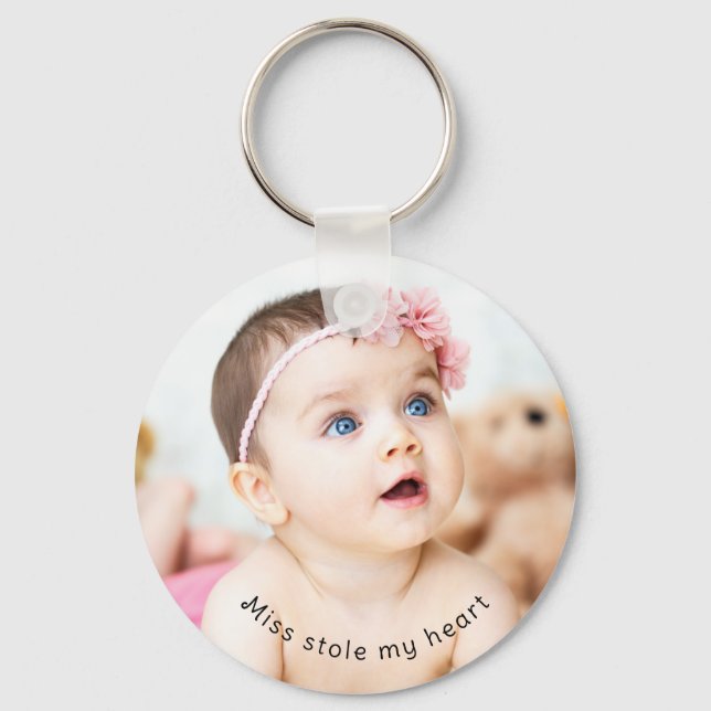 Porte-clés Nom photo personnalisé unique pour bébé (Recto)