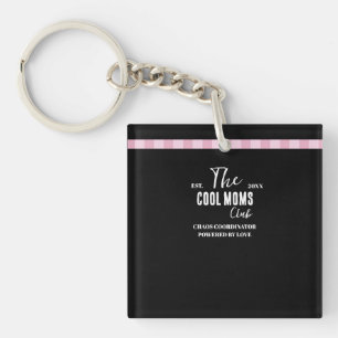 Porte-clés Nom Script Vintage Rayure Rose