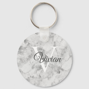 Porte-clés Nom simple du monogramme en marbre