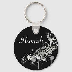 Porte-clés nommé personnalisé - motif noir