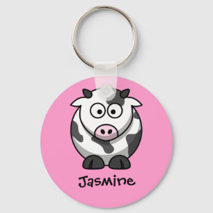 Porte-clés Nommé personnalisé - vache mignonne à bande