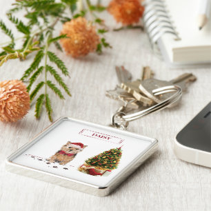 Porte-clés Norfolk Terrier Drôle chien de Noël avec arbre