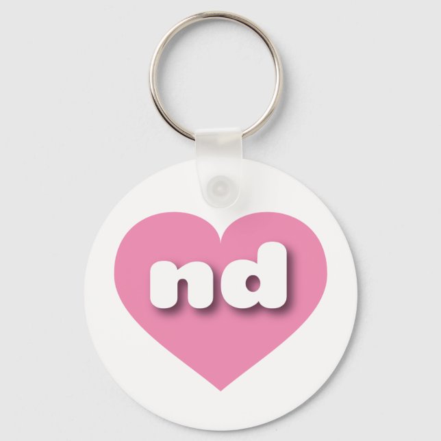 Porte-clés North Dakota coeur rose - J'aime et (Recto)