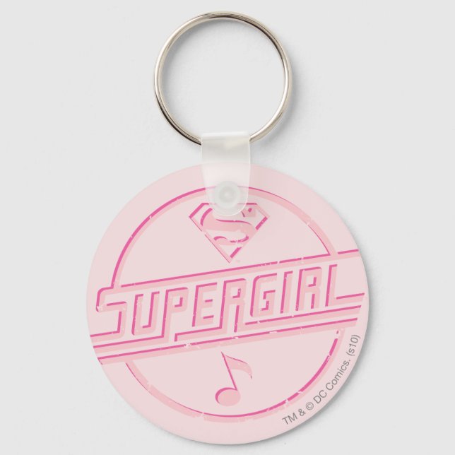 Porte-clés Note de musique rose Supergirl (Recto)