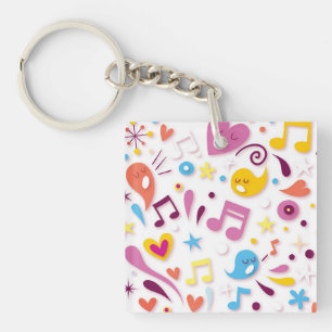 Porte-clés Notes colorées de musique d'amusement