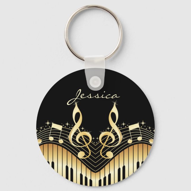 Porte-clés Notes de musique Black and Gold (Recto)