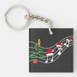 Porte-clés Notes de musique de Noël Santa Hat Treble Clef