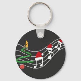 Porte-clés Notes de musique de Noël Santa Hat Treble Clef