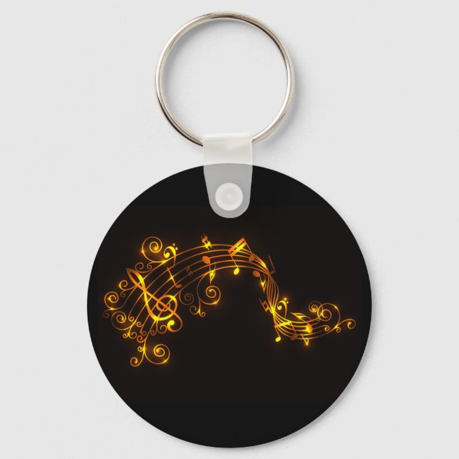 Porte-clés Notes musicales Black and Gold Swirling (Recto)