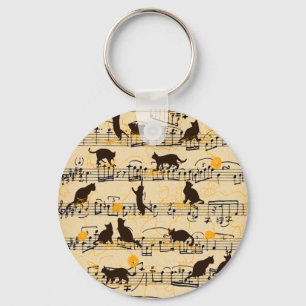 Porte-clés Notes musicales et chatons