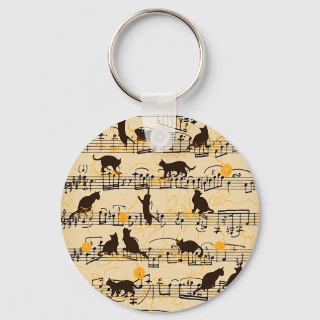 Porte-clés Notes musicales et chatons (Recto)