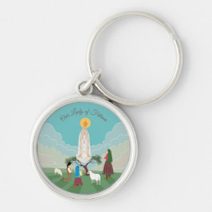 Porte-clés Notre-Dame de Fatima et les trois bergers