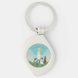Porte-clés Notre-Dame de Fatima et les trois bergers