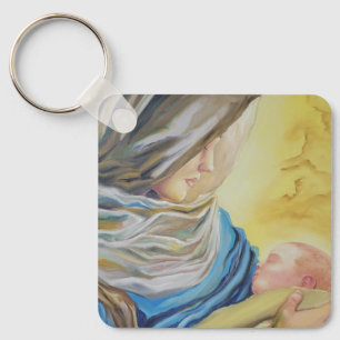 Porte-clés Notre Dame du Silence tenant le bébé Jésus