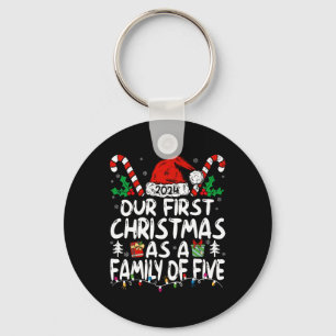 Porte-clés Notre Premier Noël En Famille De Cinq 2024 Pour N