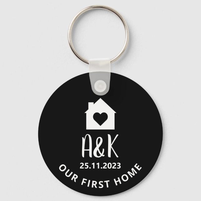 Porte-clés Notre première maison Couples personnalisés (Recto)