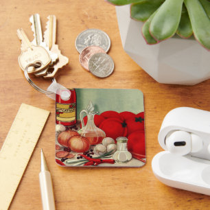 Porte-clés Nourriture italienne vintage Tomate Oignons Poivro