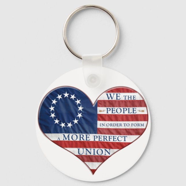 Porte-clés Nous Le Peuple Le Coeur Du Drapeau Américain (Recto)