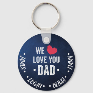 Porte-clés nous t'aimons papa, des noms personnalisés