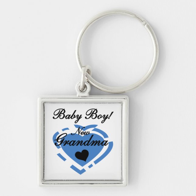 Porte-clés Nouveau Grand-mère Baby Boy Blue Heart Cadeaux (Devant)